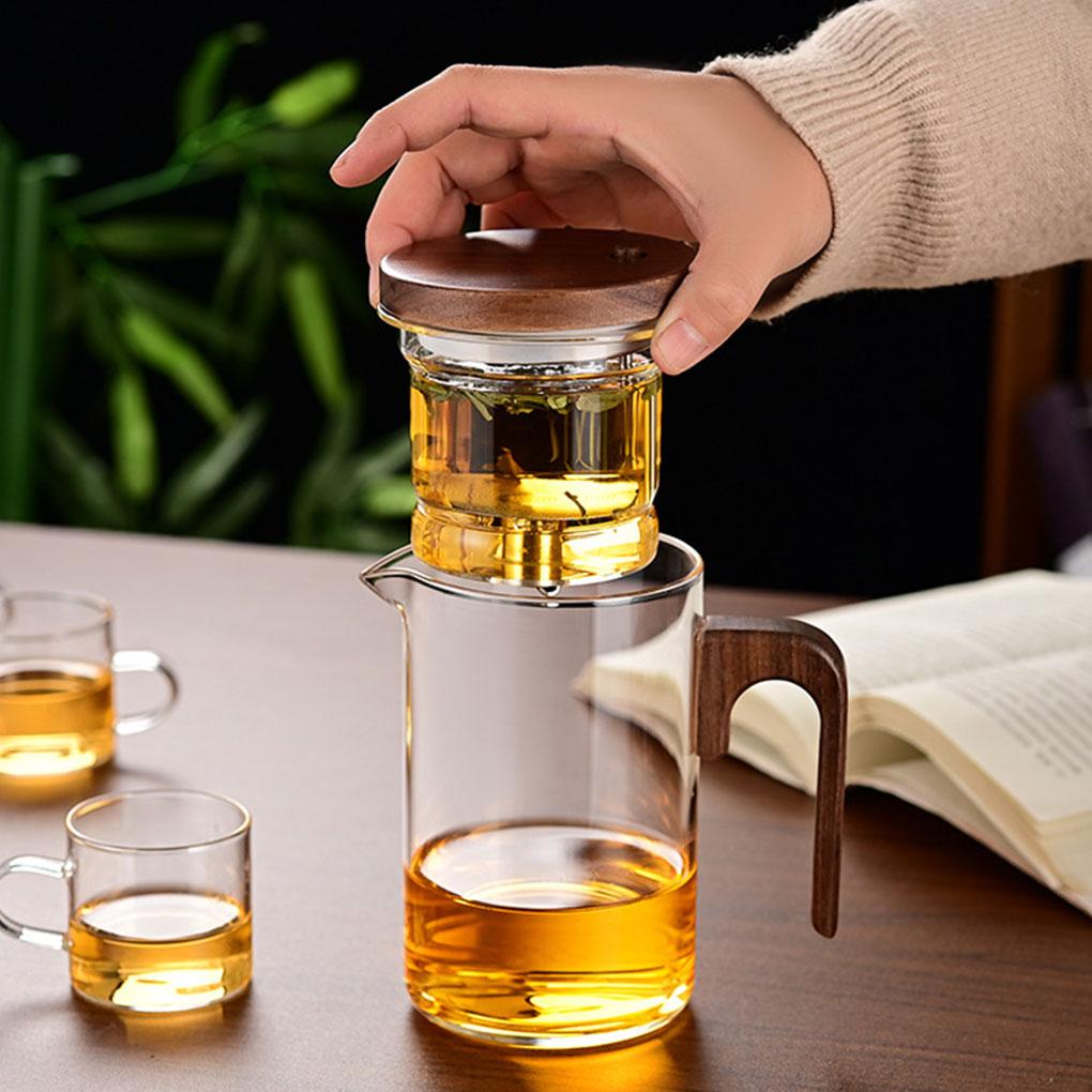 Стеклянный чайник большой емкости с чайным ситечком из нержавеющей стали, простой и модный, с функцией разделения чая