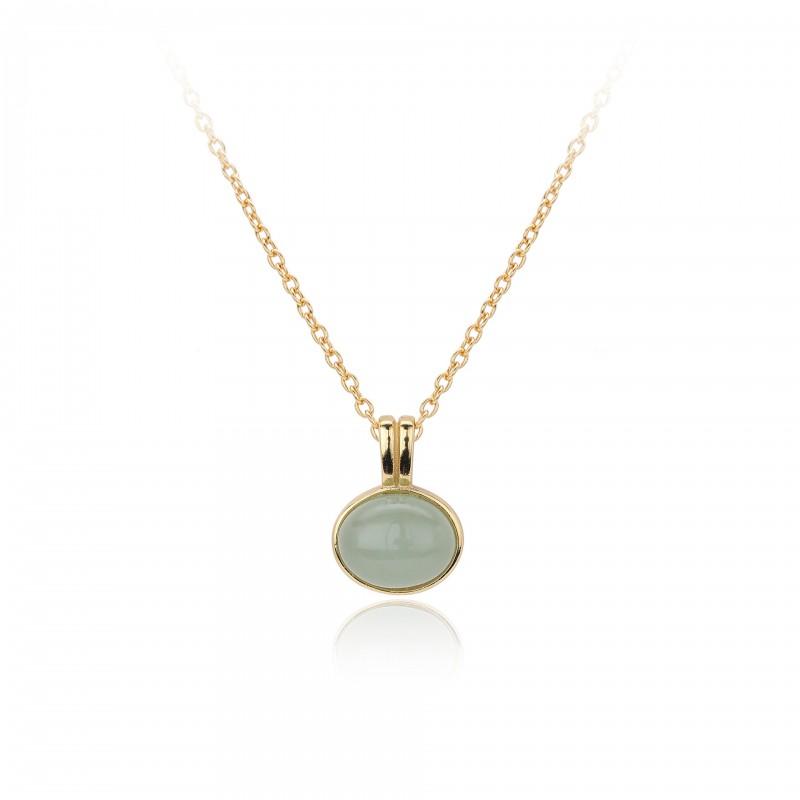 Minimalist Oval Aventurine Choker Necklace Jewelry Women