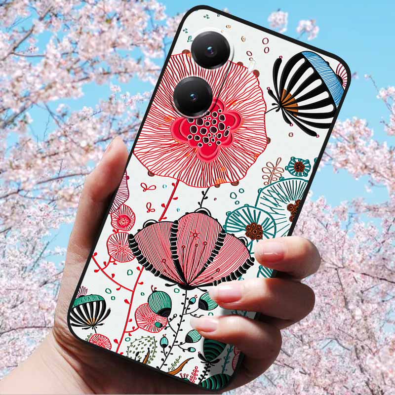 Для Xiaomi Poco X7 Pro 3D Рельефный Цветок Тиснение Мягкий Силиконовый Чехол Мультяшная Расписная Задняя Крышка для Poco X7 Pro с 3D Рельефным Чехлом