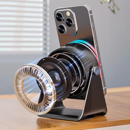 Беспроводной индукционный динамик с регулируемой подставкой для мобильного телефона, стереозвук, цветная подсветка, аккумулятор 800 мАч, перезаряжаемый, 5-в-1, динамик с поддержкой Bluetooth