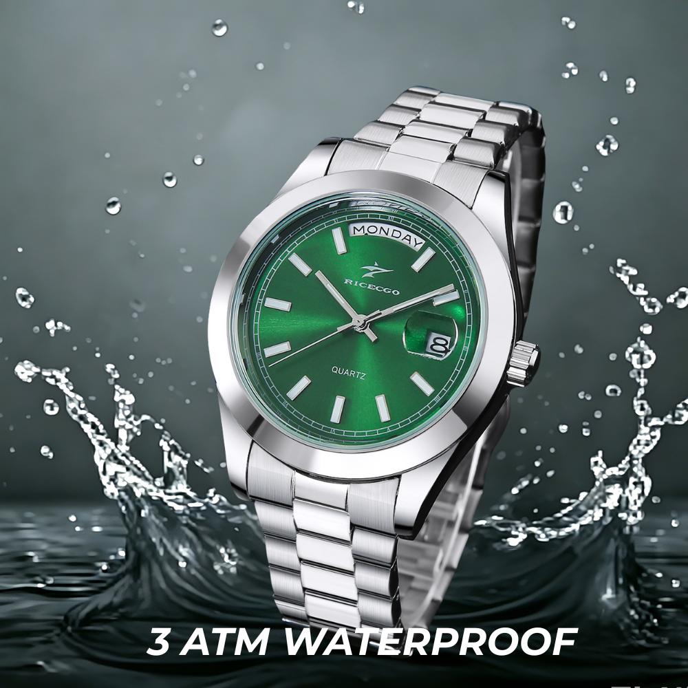 Best-Selling 41mm Luxury Watch with Glass Dial Calendar Business Fashion Style Quartz Movement Stainless Steel Band 20mm