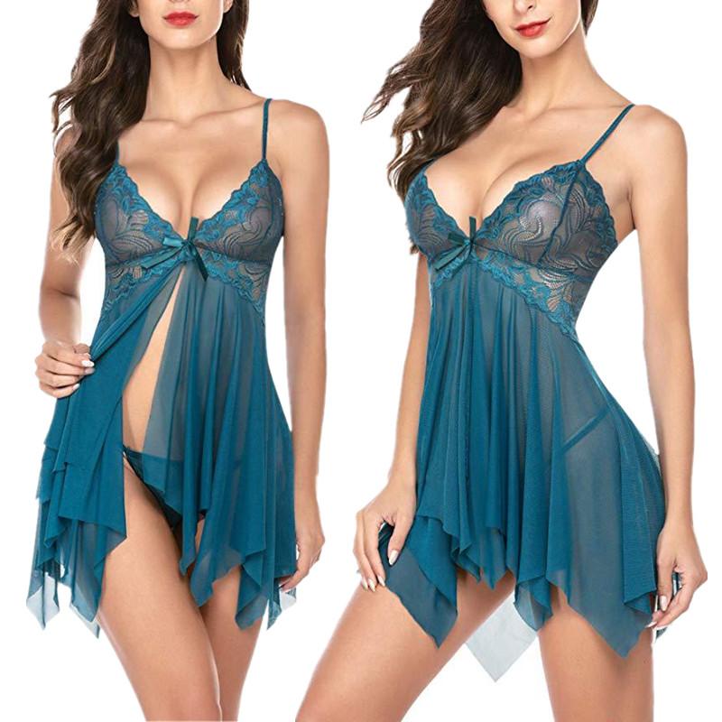 New Sling Lingerie for Women Deep-V Lace Babydoll Sleepwear Boudoir Outfits Plus Size