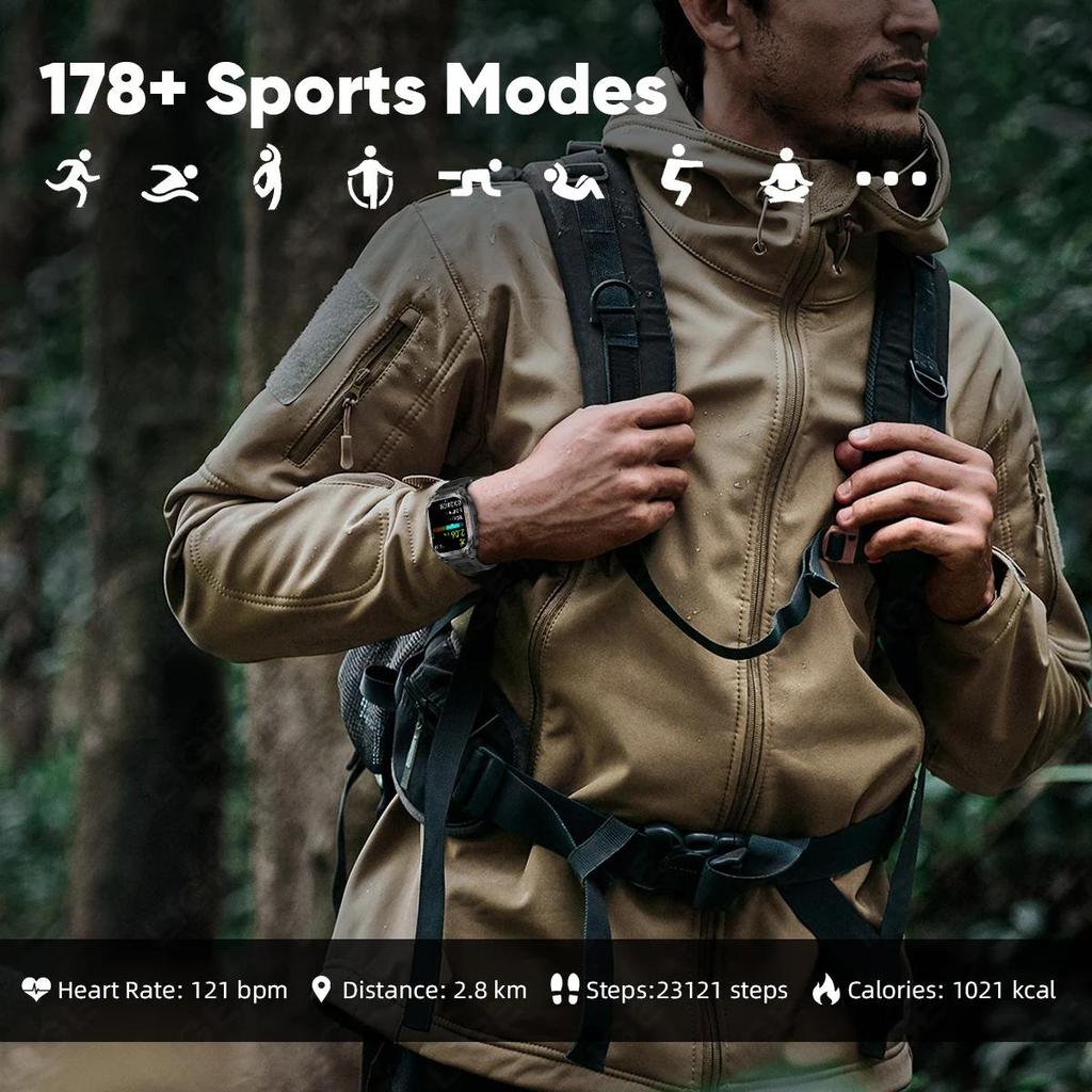 SACOSDING GPS Outdoors Smart Watch IP68 Waterproof GNSS Compass Military Sport LED Flashlight Smartwatch Men 2025 New For Android IOS