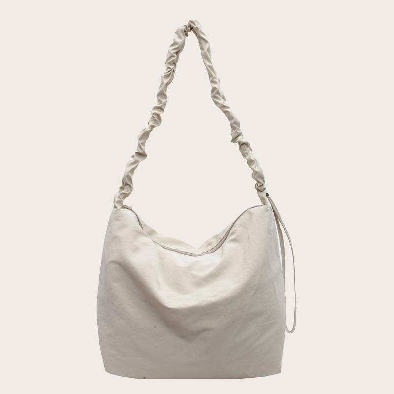 Large Capacity Nylon Shoulder Bag Soft Waxy Cotton Lazy Crossbody Bag Student Commuter Casual Tote Bag