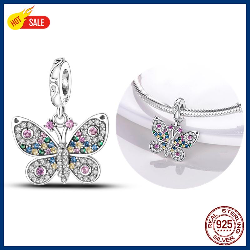 100% S925 Sterling Silver Firefly Charms Evil Eye Hot Air Balloon Blue Charms Fit Original Bracelet DIY Jewelry Making