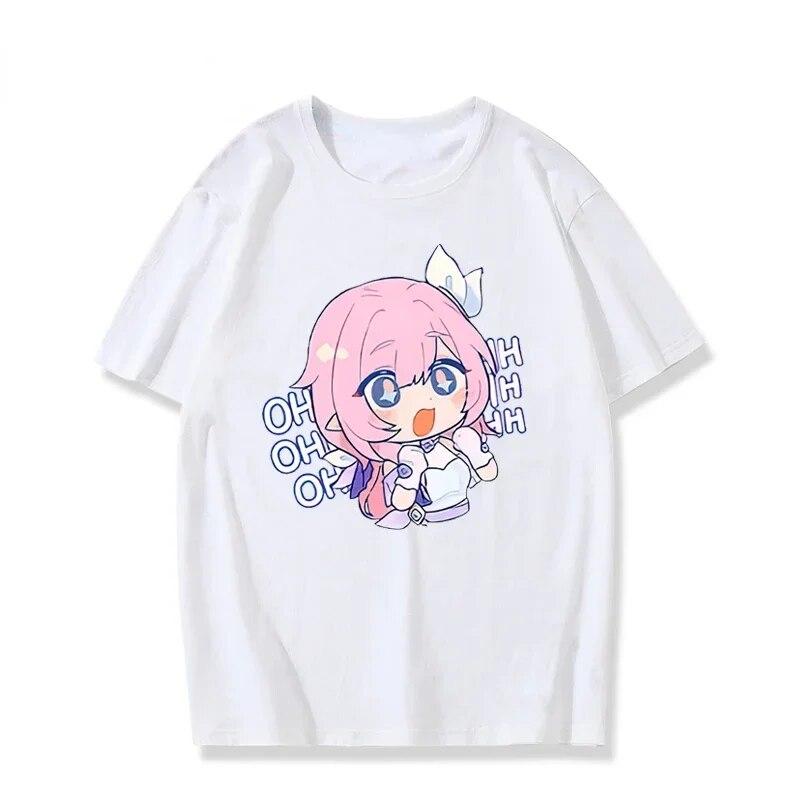 Honkai Impact 3 Kawaii Elysia Fans COS футболка в корейском стиле, японское аниме, футболка унисекс с принтом, летние модные повседневные свободные футболки