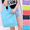 Solid Color Reusable Shopping Bag Portable Eco-Friendly Folding Shoulder Handbag for Travel Grocery Pocket Tote Bags