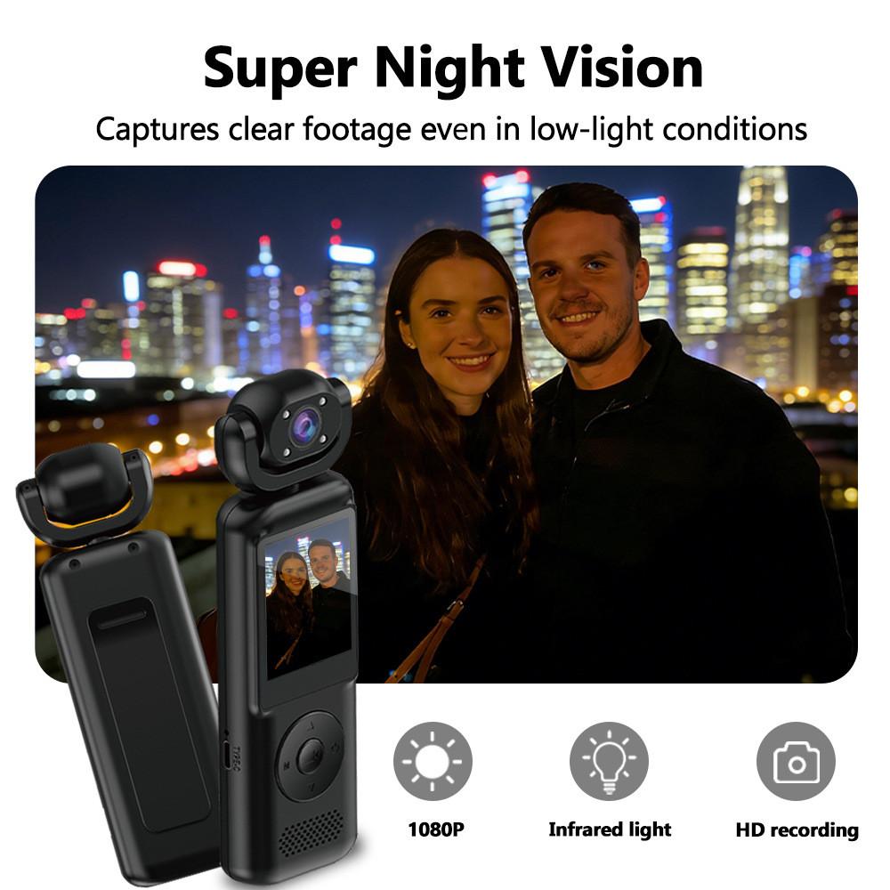 1080P HD Handheld Action Camera 170° Wide Angle WiFi Sports Cam with Night Vision Loop Recording Portable Vlog Camera for Travel Outdoor