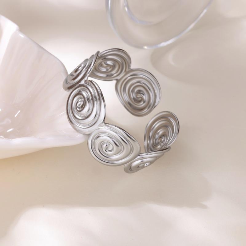 Wind браслет из нержавеющей стали с покрытием из настоящего золота женский простой морской серии с резьбовым узором из кругов открывающийся браслет ювелирное изделие