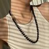 Recommended Black Agate Stone Necklace: Women's 18K Gold-Plated Copper, Light Luxury Retro Choker with Black Beads, Ideal for Sweaters.