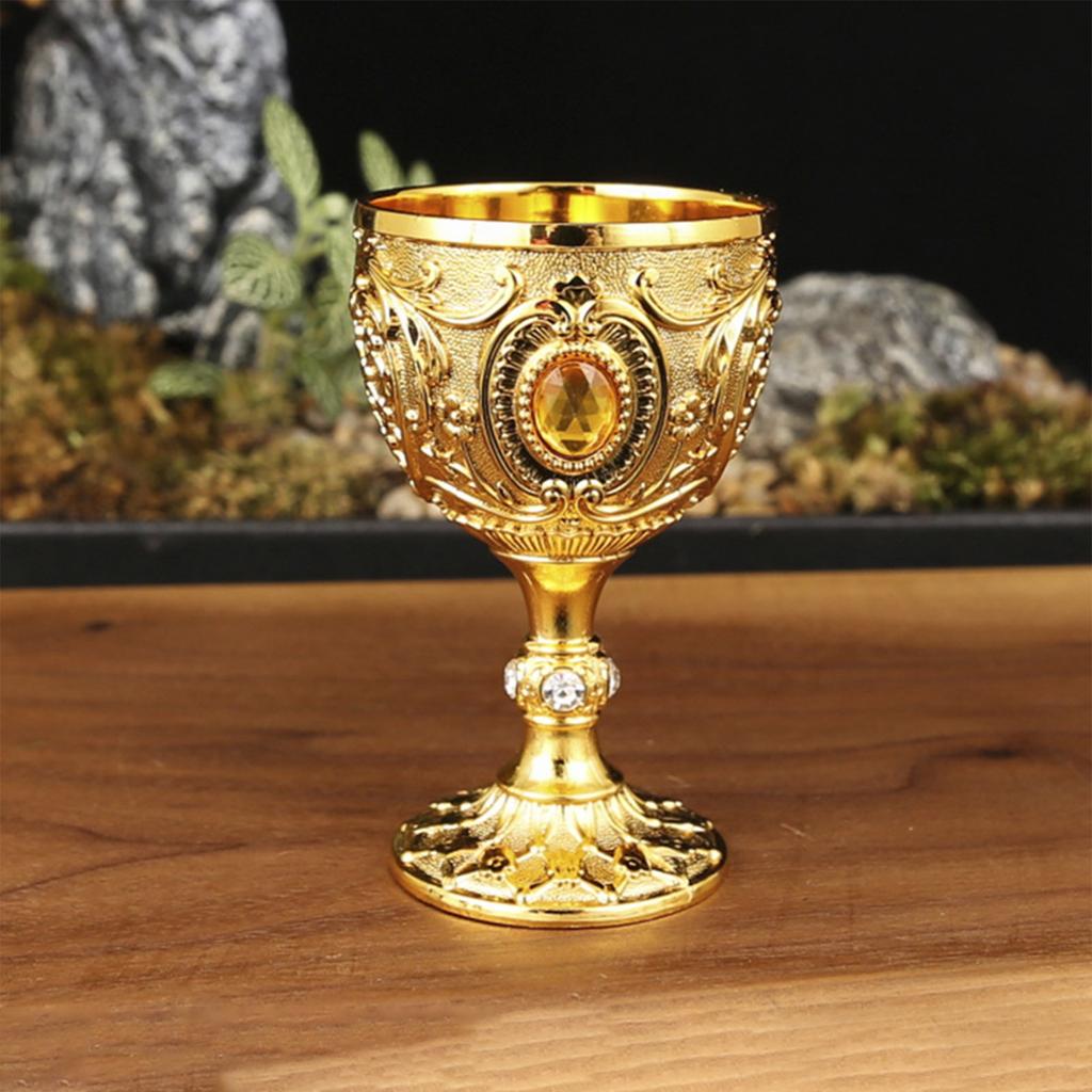 Home Retro Metal Small Wine Cup With Embossed Style Luxurious Whiskey And Red Wine Glass Suitable For Festive Parties