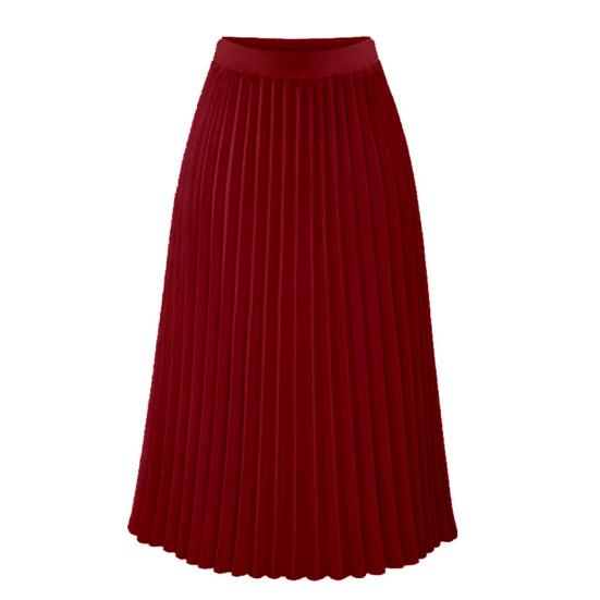 Autumn Winter Pleated Skirt Elastic High Waist Calf-Length Casual Loose Skirt Elegant Ladies Solid Color Long Skirt Women Clothing Streetwear