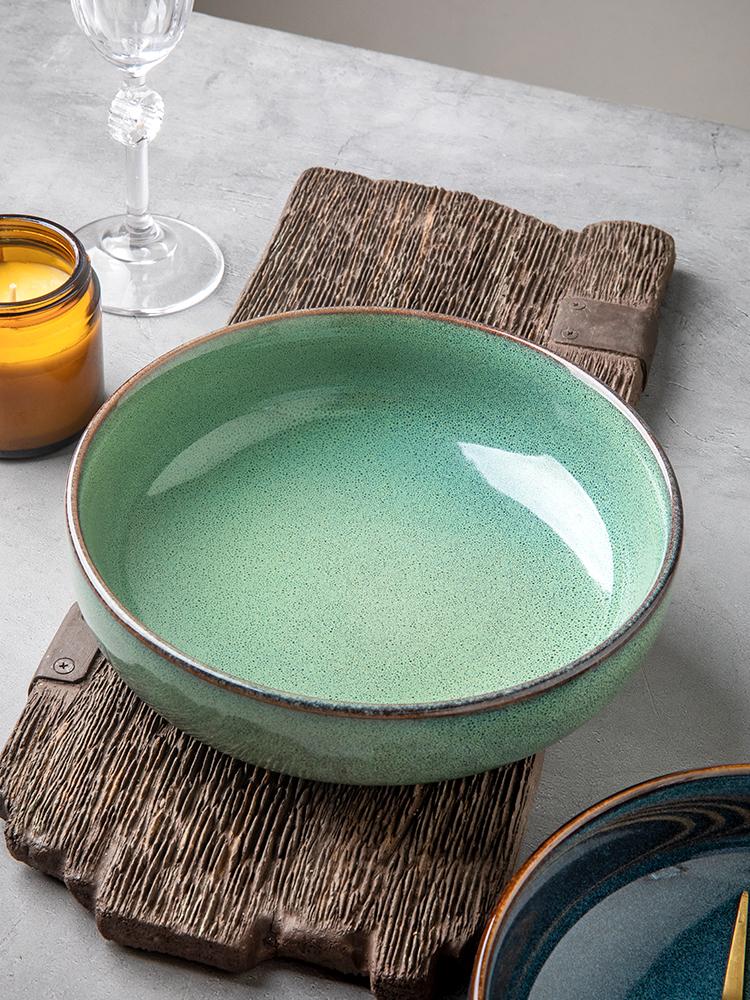 Винтажная керамическая миска Домашняя миска для блюд Салатница Утолщенная миска для лапши Суповая тарелка Скандинавские столовые приборы