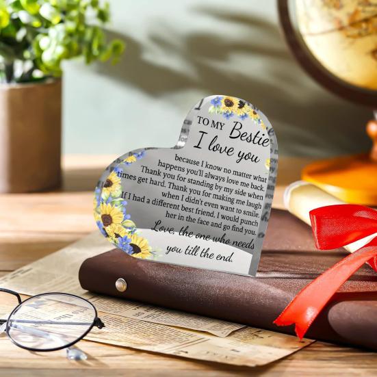 Clear Acrylic Heart Ornament Heart Shaped Acrylic Block Freestanding Transparent Desktop Heart