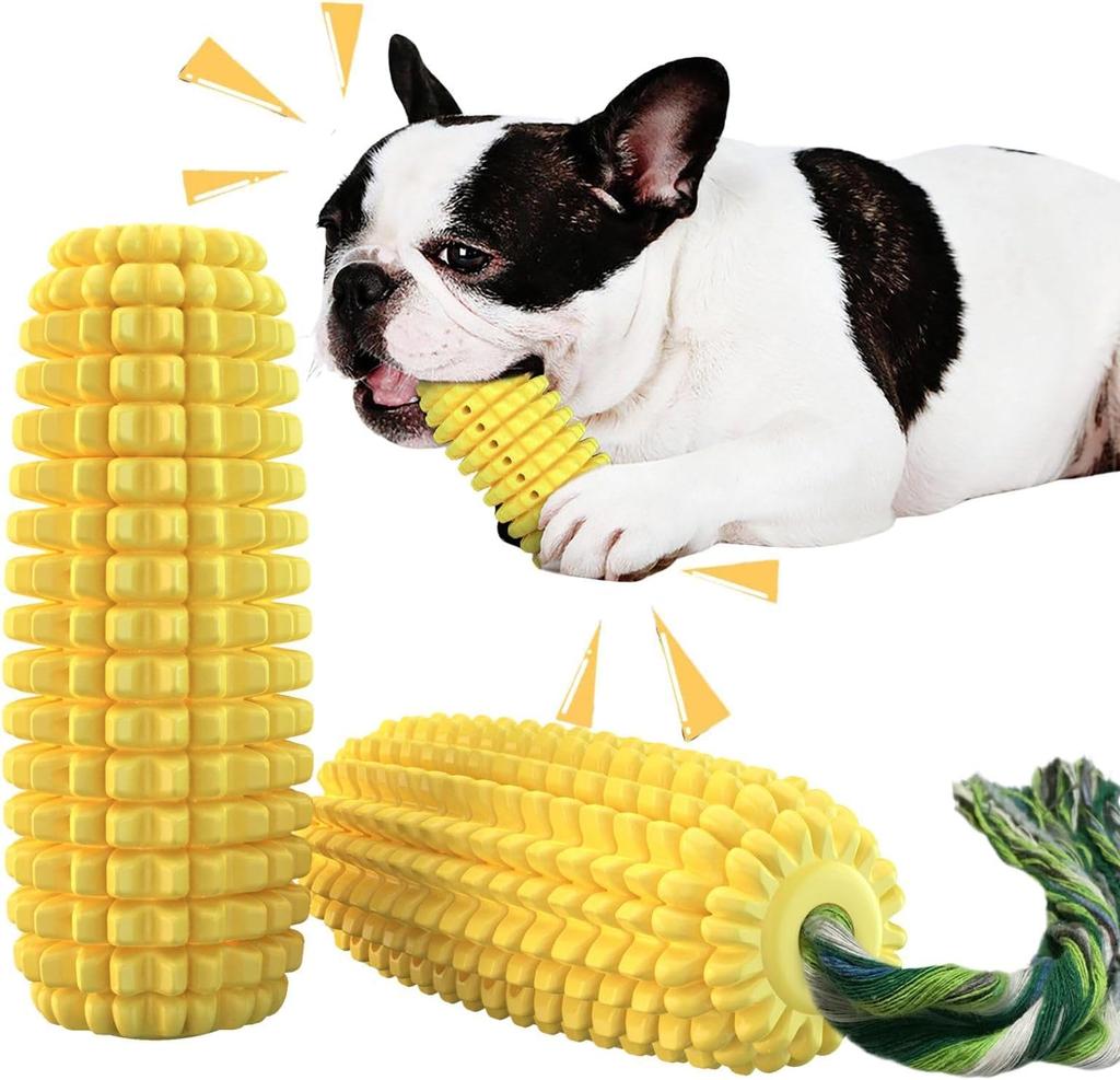 Dog Chew Toys for Aggressive Chewers, Teeth Cleaning Chew Toy,Corn Shape Interactive Dog Dental Toys for Medium Large Puppy Dogs