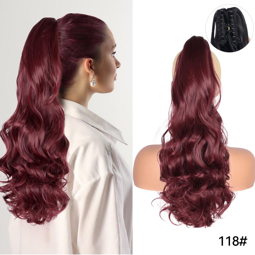 22" Ponytail Extension Claw Long Thick Wavy Curly Jaw Clip In Fake Pony Tails Soft Natural Looking Synthetic Hairpiece For Women