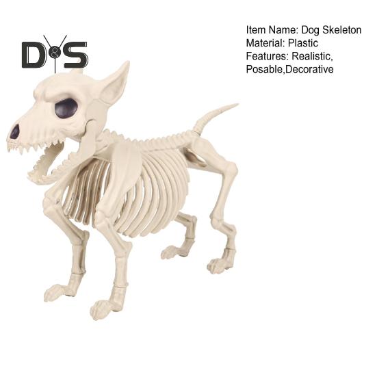 Halloween Dog Skeleton Ornament Realistic Plastic Animal Bone Figurine for Halloween Indoor Outdoor Decor Party Favors