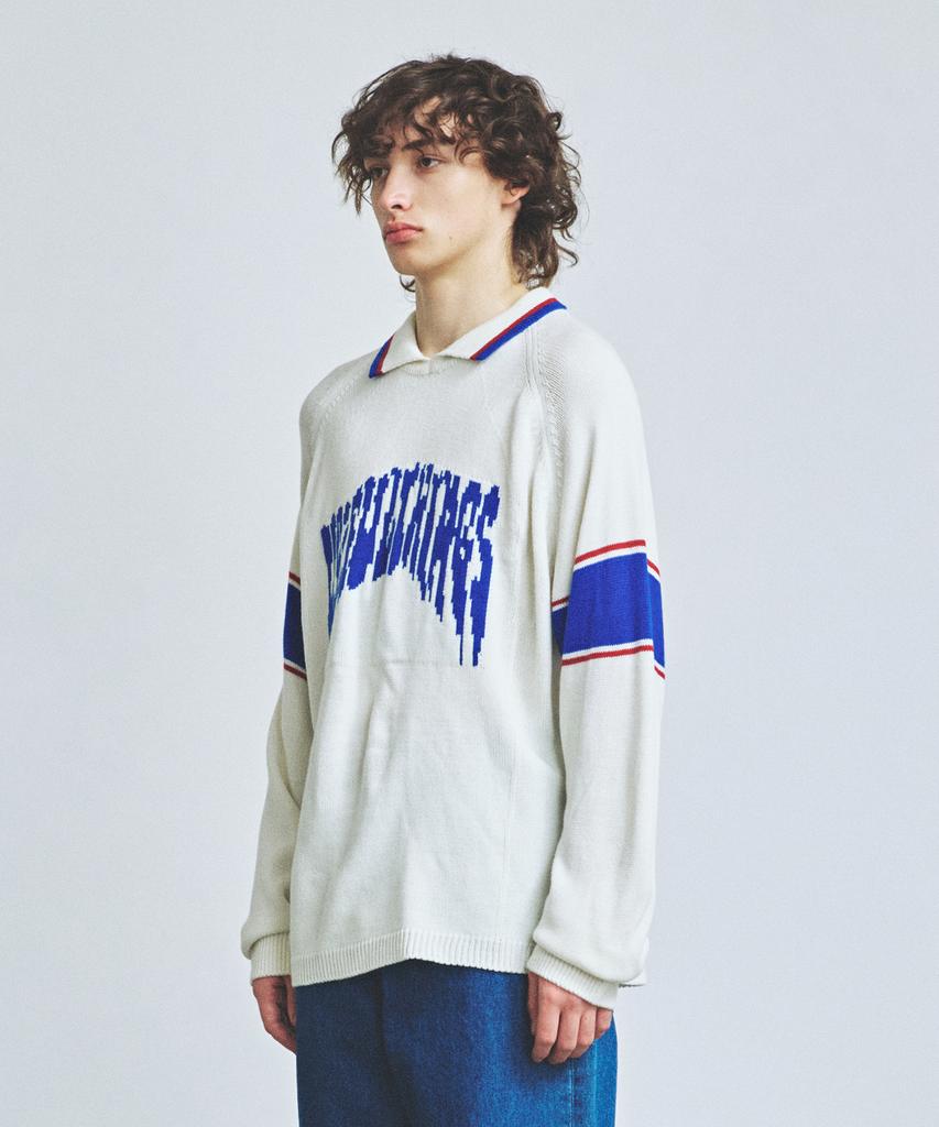 Вязаный воротник-стойка в стиле varsity с жаккардовым узором, цвет внебелый