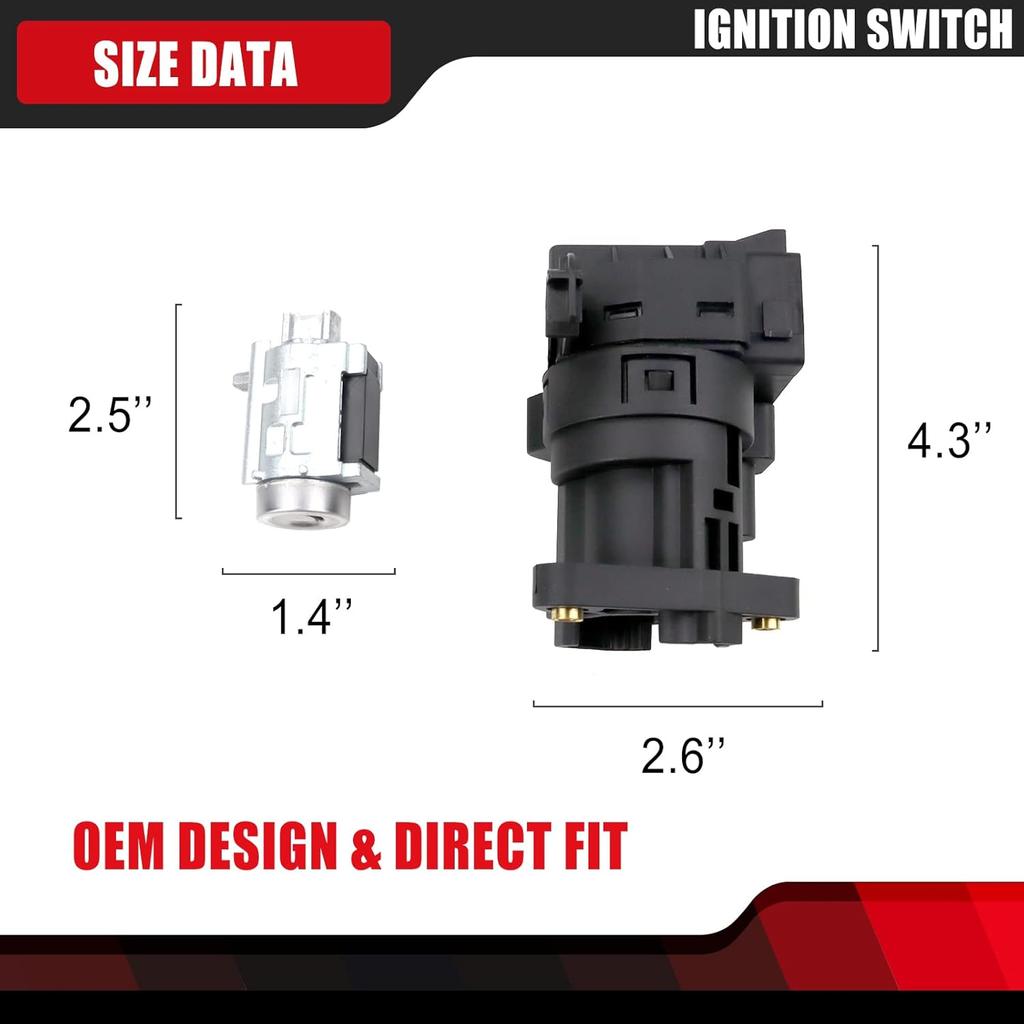 Ignition Switch & Ignition Lock Cylinder With 2 Keys Compatible With 1997-2005 Chevy Malibu Impala Monte Carlo Olds Alero Grand Am Repalces 12458191