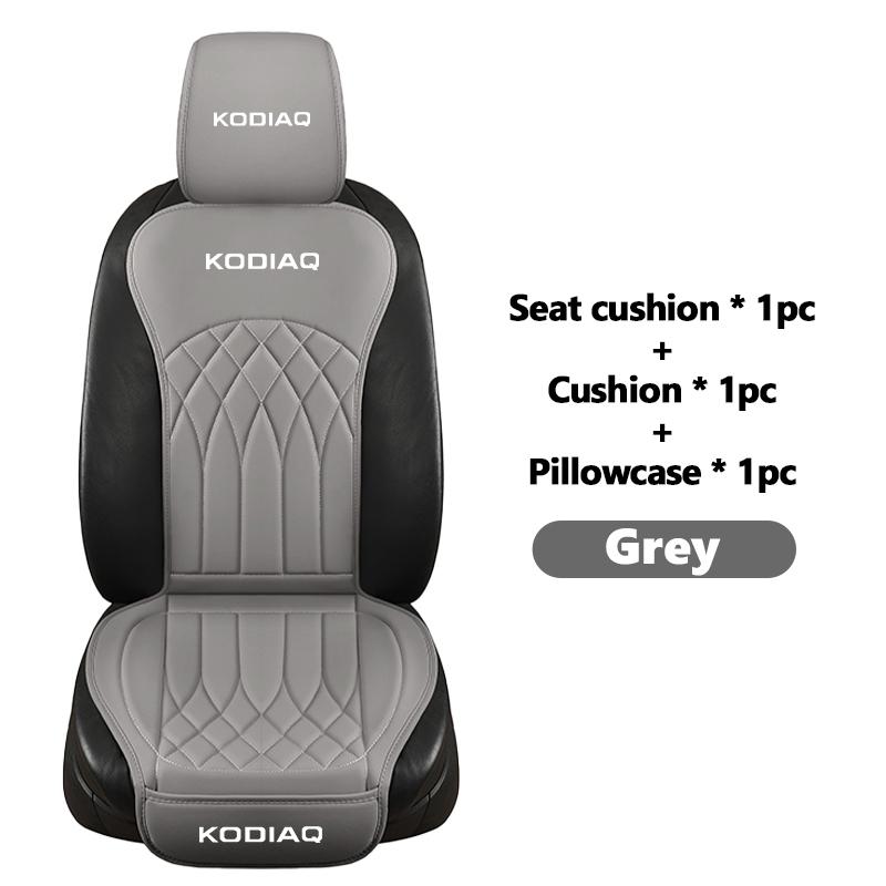 qjpmd2 For Skoda Leather Car Seat Cushion Breathable Headrest Seat Protect Mat Accessories S Kodiaq Octavia 2 3 Yeti Karoq Rapid Fabia