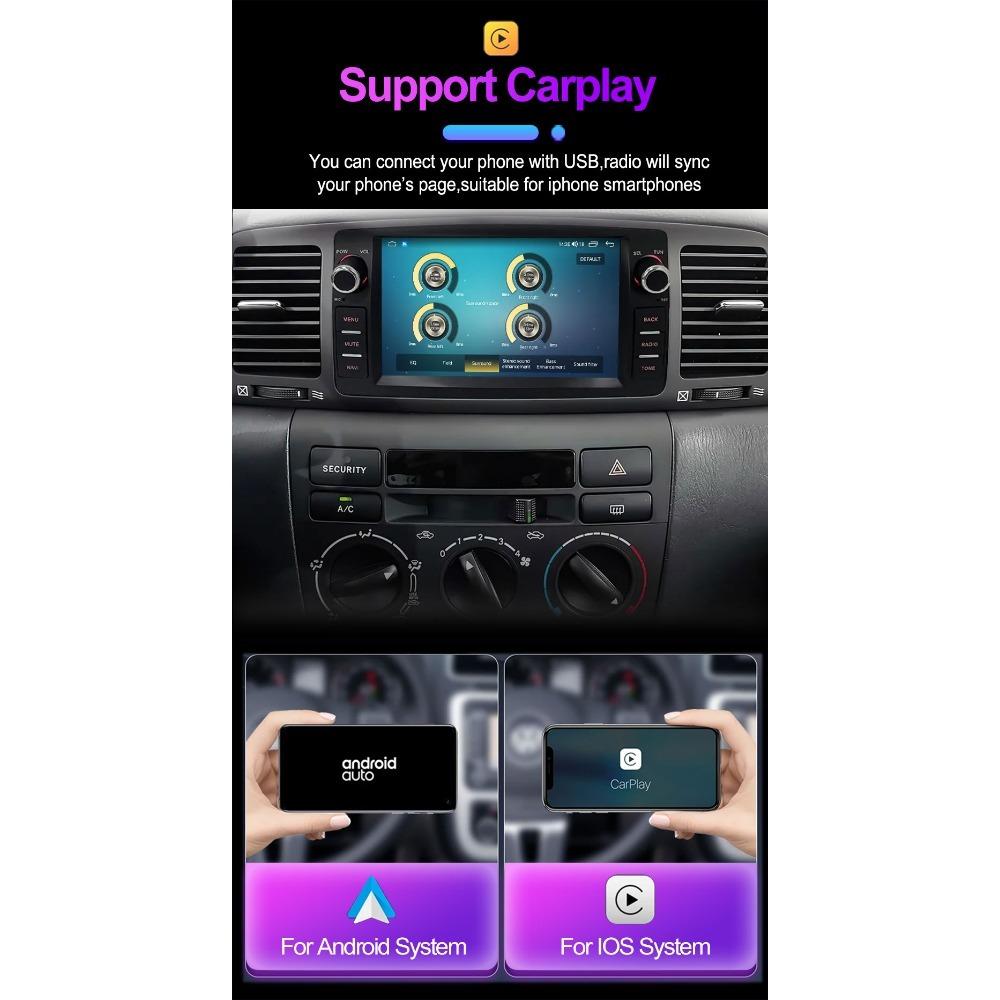 Автомобильный мультимедийный стереоплеер на базе Android, радио, видео Carplay для Toyota Corolla E120 2000-2006 BYD F3, GPS, WIFI, Android Auto, 2 + 32 ГБ