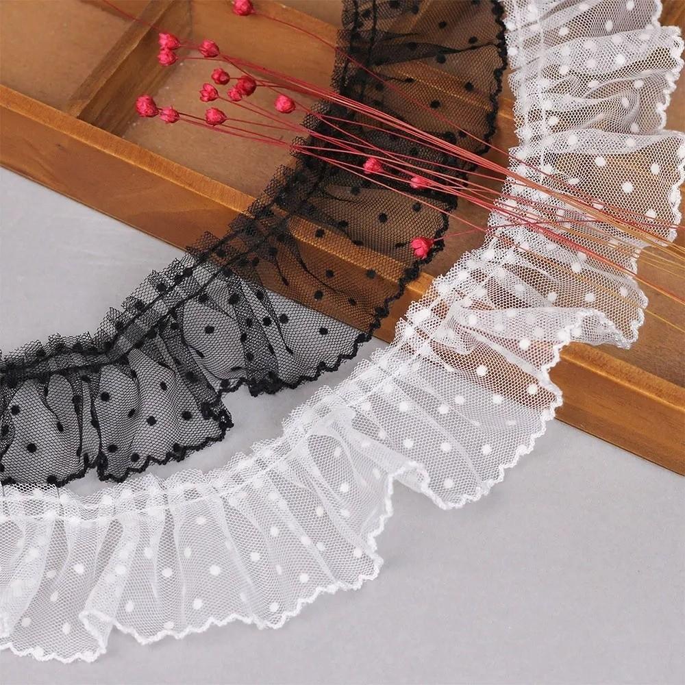 Vintage Mesh Lace Trim Elegant Lace Fabric Ribbon Polka Dot Mesh Ribbon Dress Accessories