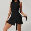 Спортивное платье без рукавов с эффектом двух предметов, с U-образным вырезом, комбинезон для тренировок, одежда для фитнеса