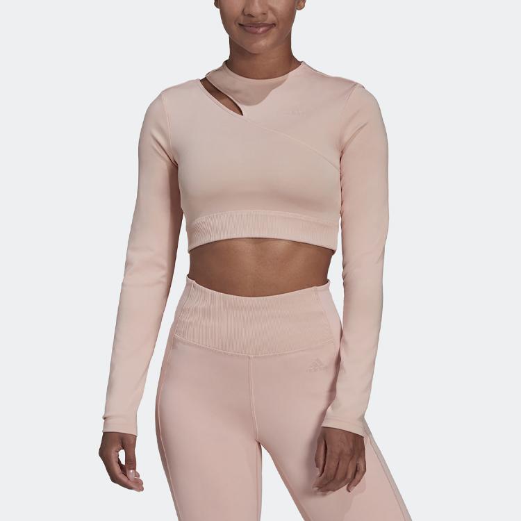 Adidas Сплошной цвет, спортивная футболка с длинным рукавом для фитнеса, женские топы, розовый HM3181