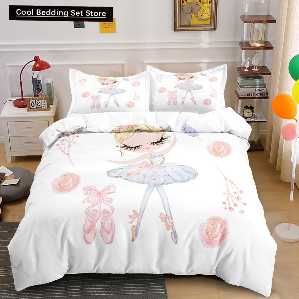 Мультяшный балетный танцующий девочка пододеяльник комплект постельного белья в стиле принцессы для двоих детей для девочек скандинавский покрывало для кровати полный двуспальный размер Queen King