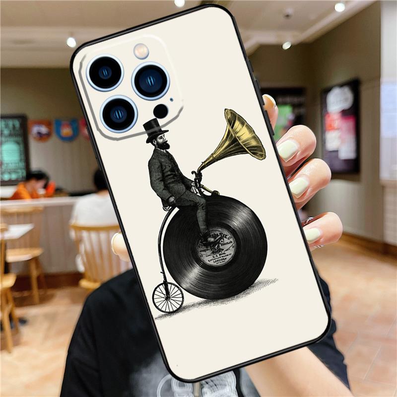Vinyl Record Retro Case For iPhone 17 16 15 14 13 12 11 Pro Max Mini Plus 16e 17 Air Bumper Cover Accessories
