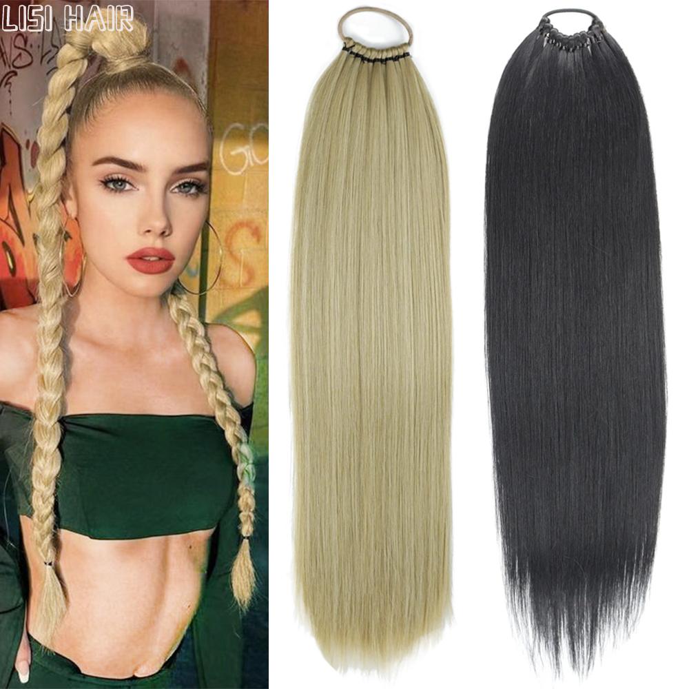 MISSQUEEN Synthetic Ponytail Extensions Wrap Around Elastic Hair Band Stretched Straight Ponytail With Rubber Band Braiding Hair For Women
