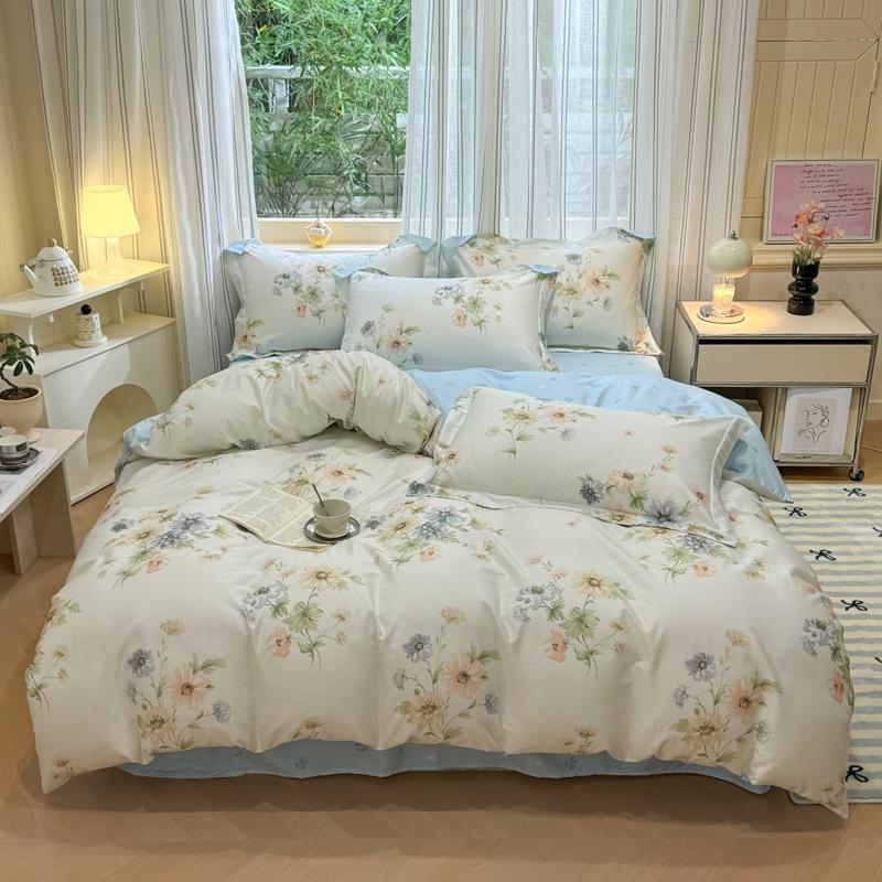 Комплект из четырех предметов, пододеяльник из чистого хлопка, простыня из хлопка, комплект из трех предметов для односпальной кровати в общежитии