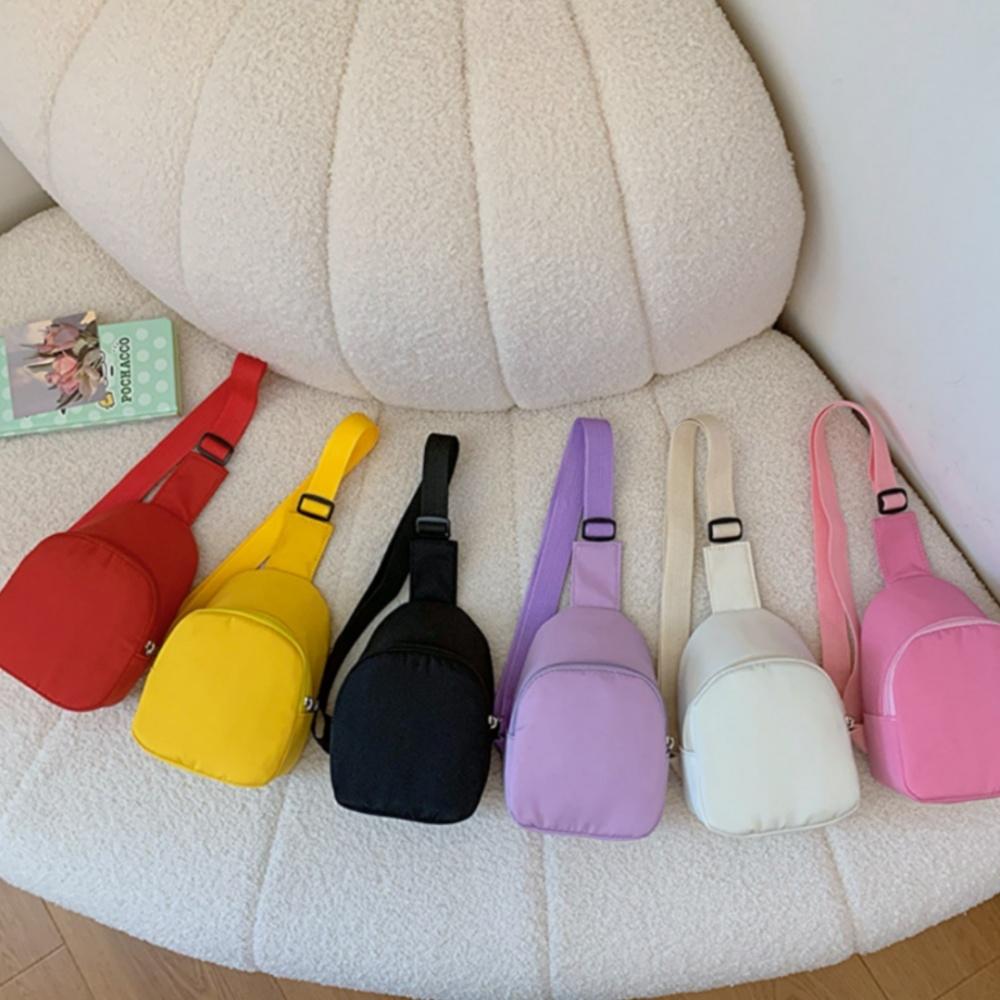 Solid Simple Children's Chest Bag Nylon Crossbody Shoulder Bag Trendy Casual Waist Storage Pouch Travel Little Girls Bags