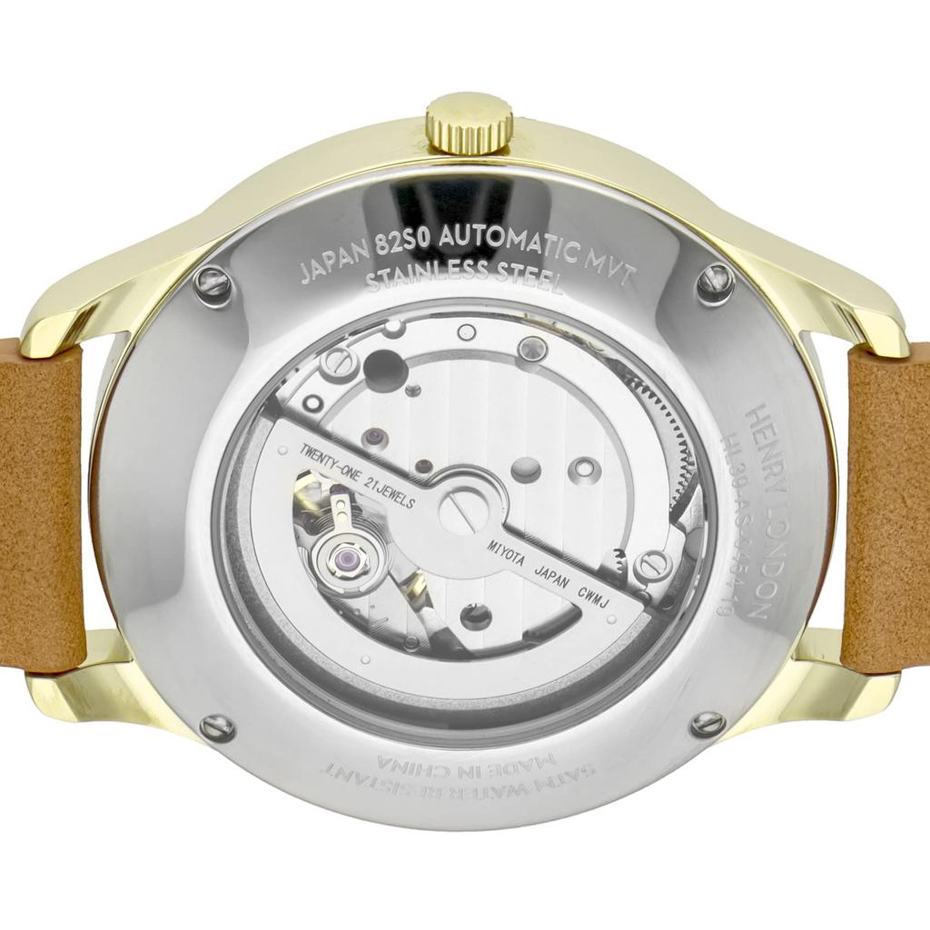 Часы HERITAGE SIGNATURE зеленый циферблат нержавеющая сталь минеральное стекло автоматический 39 мм обычная гарантия часы коричневые [Henry London] HL39-AS-0454 [Товар]