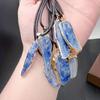 Natural Blue Crystal Pendant Crystal Rough Stone Gold-plated Necklace Irregular Long Pendant Jewelry Accessories