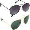 Dervin Aviator Men's and Women's Sunglasses Combo (Black, Green) - Pack of 2