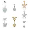 Leopard Head Belly Button Nail Female Sexy Zircon Bow Belly Button Ring Body Piercing Jewelry