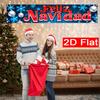 Spanish Gold Snowflake & Lake Christmas Yard Banner, Polyester Outdoor Fence Decor Garden Sign