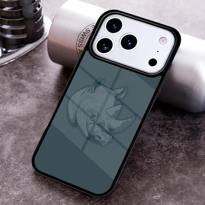 Animal Rhino Phone Case For iPhone 17 16 15 14 13 12 11 Pro Max Plus 17Air Soft Silicone Cover