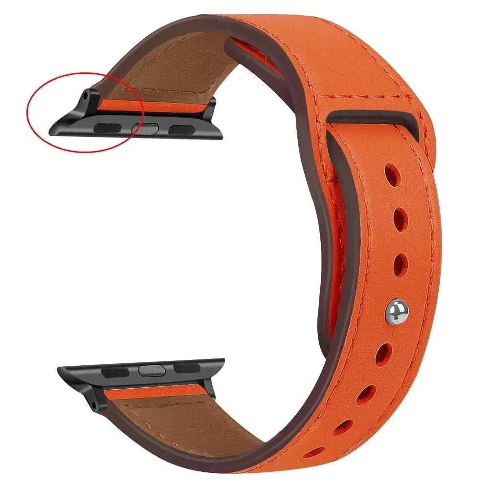 Кожаный ремешок для Apple, ремешок для часов 44 мм, 45 мм, 41 мм, 40 мм, 49 мм, 42 мм, 38 мм, 45, 44 мм, браслет Correa iWatch series 3, 4, 6 SE, 7, 8, ультра