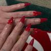24 Pieces 3D Three-dimensional Red French Wearing Nail Premium Sense Christmas Manicure Fake Nail Bow Nail Piece