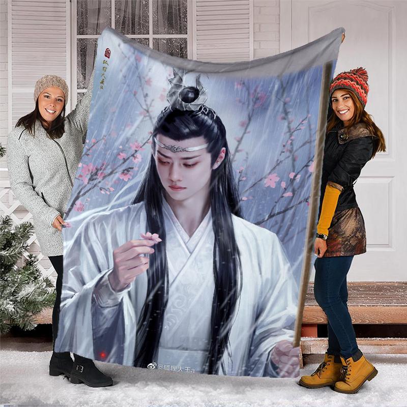 Cherry Blossom Warrior Print Flannel Blanket, Soft Warm Lightweight Throw Blanket for living Room,Sofa Bed Camping office