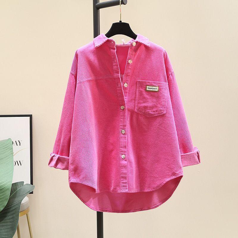 Осень и Зима Новая Толстая Вельветовая Рубашка с Длинным Рукавом Женская Корейская Версия Свободная Повседневная Длинная Рубашка-Кардиган.