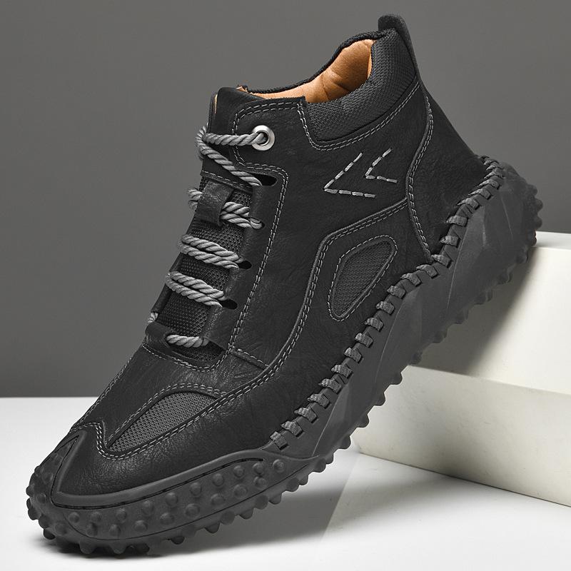 Осенняя новая мужская обувь повседневная модная обувь большого размера кожаная ручной работы обувь с высоким верхом обувь для активного отдыха и пешего туризма