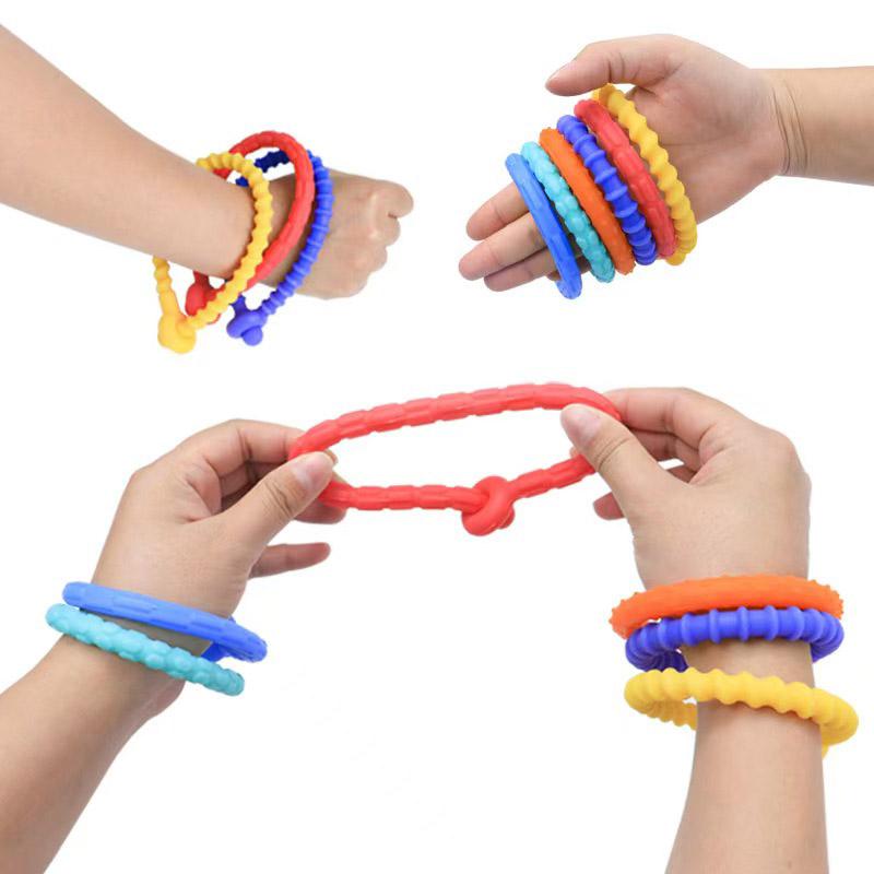 6PCS Sensory Stick Textured Silicone Stretchy Strings Fidget Toys for Calming Down Anxiety ADHD Autism Stress Relief Gifts