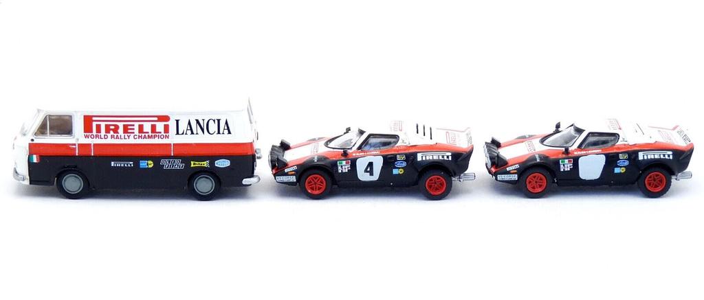 Brekina Lancia Stratos HF 238 Фургон 1974 Pirelli Набор из 3 Lancia Stratos Литой металл Масштаб HO 1/87 Ралли/Автомобили Fiat,