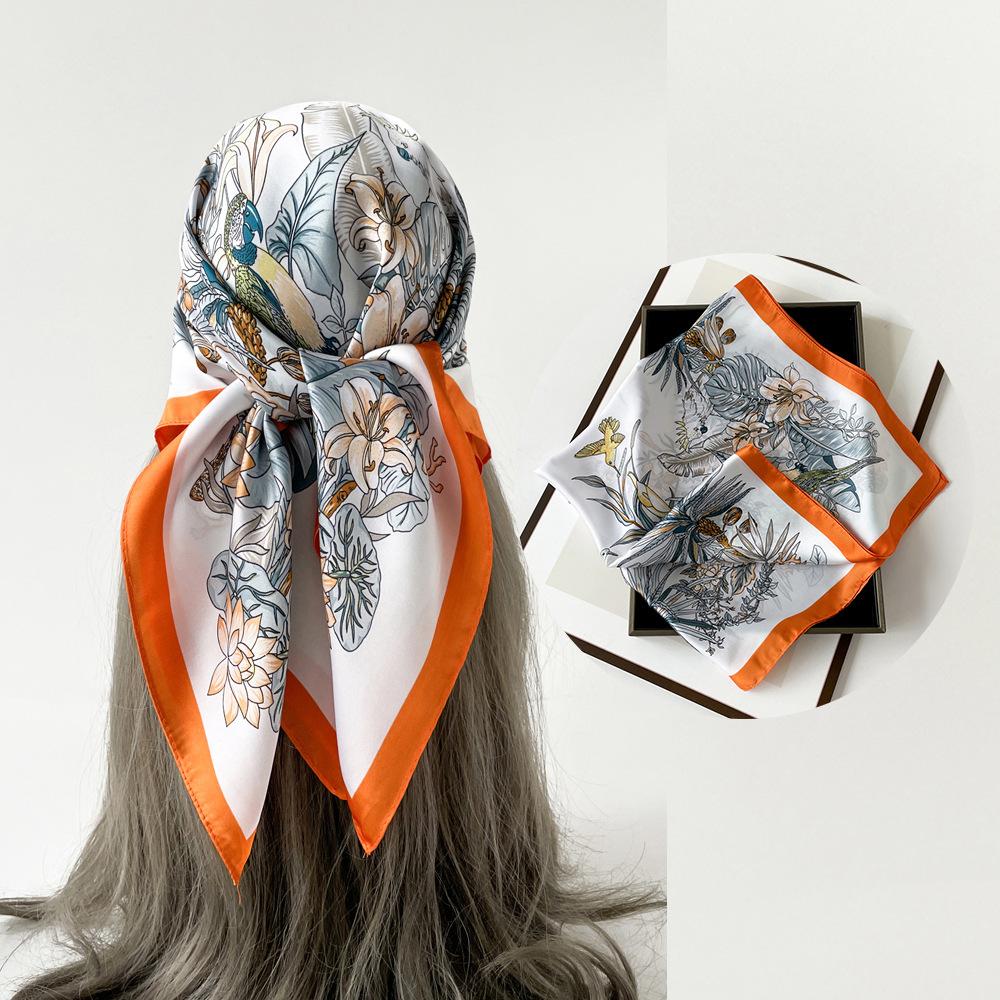 Весенне-летний атласный длинный шарф для женщин, солнцезащитная шаль, модный атласный длинный шарф для красоты, универсальный дорожный шарф