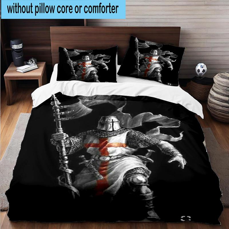 3PCS Knightly Crusader Armor 3pcs Bedding,Including 3PCS Duvet Cover And 2pcs Pillowcases Perfect for Christmas,Ideal for Bedroom, Dormitory