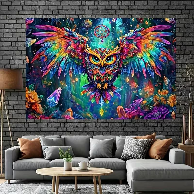 2D Flat Printing Dreamcatcher Owl Backdrop for Spiritual and Bohemian Photoshoot