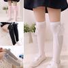 Kids Girls Fashion Cotton Socks School Knee High Gridding Bow Dance Stockings